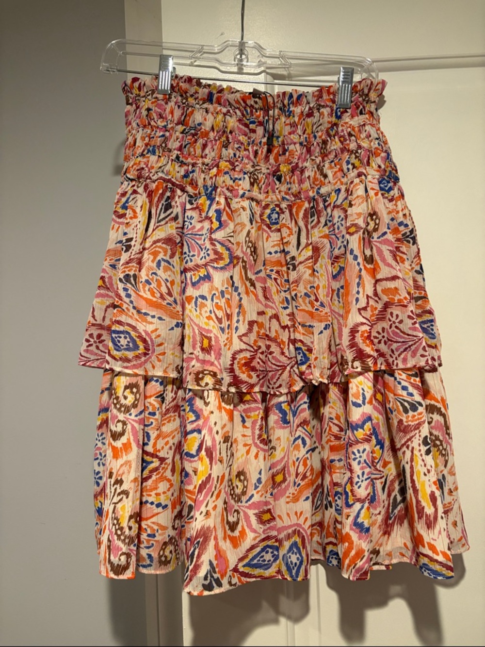 Smocked Waist Tiered Midi Skirt - Multicolor Floral